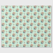 Pastel Groen Waterverf Bloemen Cross Easter Cadeaupapier (Vlak)