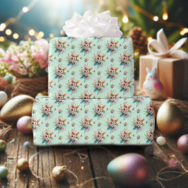 Pastel Groen Waterverf Bloemen Cross Easter Cadeaupapier