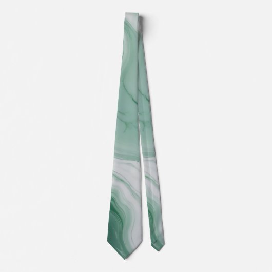 Pastel Groen, Wit Abstract Marmeren Patroon Stropdas (Voorkant)