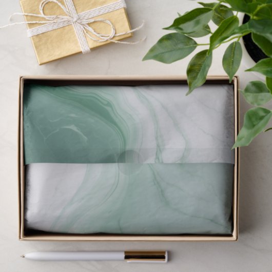 Pastel Groen, Wit Abstract Marmeren Patroon Tissuepapier (Geschenk)