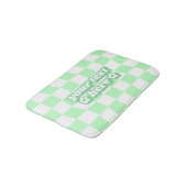 Pastel Groen Wit Checkerboard Patroon Slogan Badmat (Gekanteld)