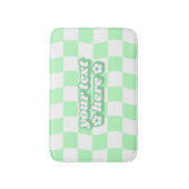 Pastel Groen Wit Checkerboard Patroon Slogan Badmat (Voorkant Verticaal)