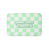 Pastel Groen Wit Checkerboard Patroon Slogan Badmat (Voorkant)