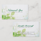 Pastel Groen & Wit Natuur Ontwerp Natuurlijke Spa Visitekaartje (Voorkant / Achterkant)