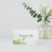 Pastel Groen & Wit Natuur Ontwerp Natuurlijke Spa Visitekaartje (Staand voorkant)