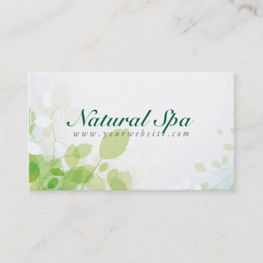 Pastel Groen & Wit Natuur Ontwerp Natuurlijke Spa Visitekaartje (Voorkant)