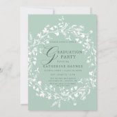 Pastel Groen Wit Wildflower Krans Afstuderen Kaart (Achterkant)