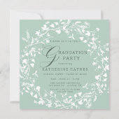 Pastel Groen Wit Wildflower Krans Afstuderen Kaart (Achterkant)