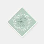 Pastel Groen Wit Wildflower Krans Afstuderen Servet (Hoek)