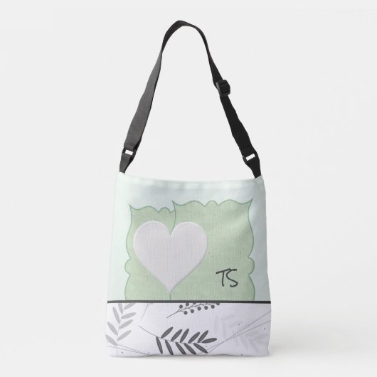 Pastel Groene Aangepaste Canvas tas met hart (Achterkant)