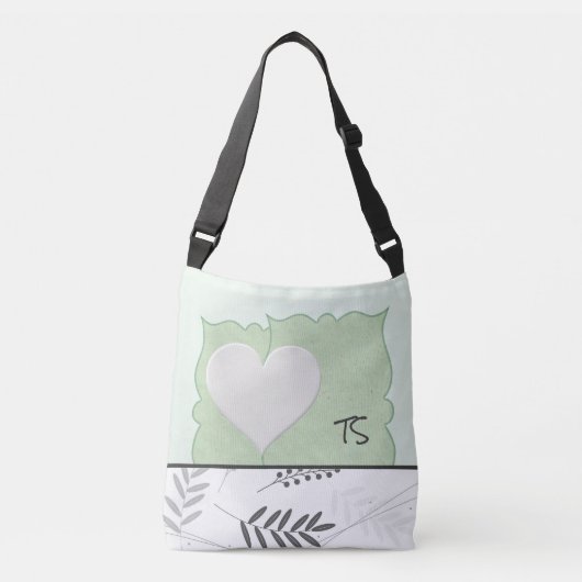  Pastel Groene Aangepaste Canvas tas met hart (Voorkant)