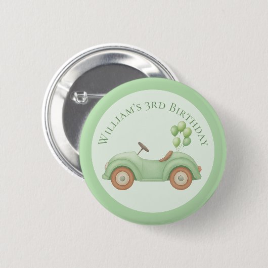 Pastel Groene Auto & Ballon Custom Button (Voorkant /achterkant)