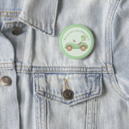 Pastel Groene Auto & Ballon Custom Button