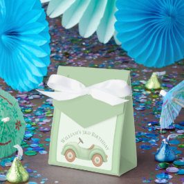 Pastel groene auto & ballon gunstbox bedankdoosjes