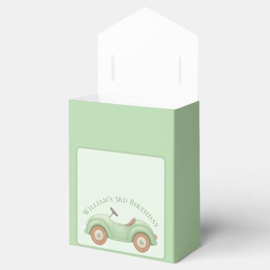 Pastel groene auto & ballon gunstbox bedankdoosjes (Geopend)