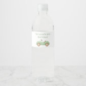 Pastel groene auto & ballon water fles label waterfles etiket (Voorkant)