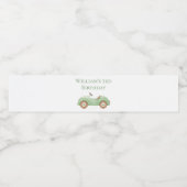 Pastel groene auto & ballon water fles label waterfles etiket (Enkel label)