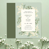 Pastel groene bloemen bruiloft kaart