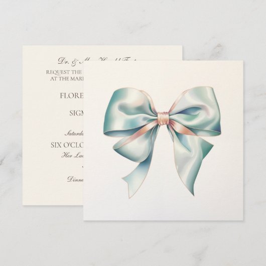 Pastel Groene Boog jaren 1940 Bruiloft Uitnodigin Kaart (Voorkant / Achterkant)