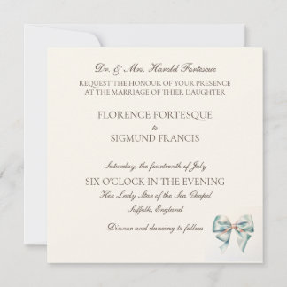 Pastel Groene Boog jaren 1940 Bruiloft Uitnodigin Kaart