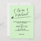 Pastel Groene Botanische Bruiloft Uitnodiging (Voorkant)