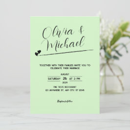 Pastel Groene Botanische Bruiloft Uitnodiging