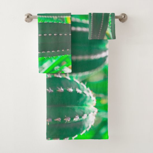 Pastel Groene cactus plant bladeren Bad Handdoek (Insitu)