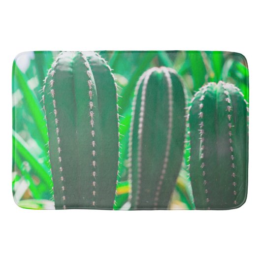 Pastel Groene cactus plant bladeren Badmat (Voorkant)