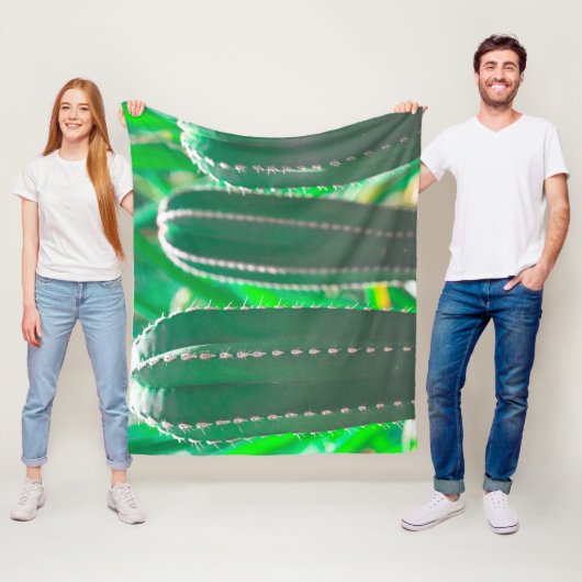 Pastel Groene cactus plant bladeren Fleece Deken (In situ)