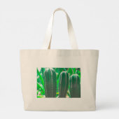 Pastel Groene cactus plant bladeren Grote Tote Bag (Achterkant)