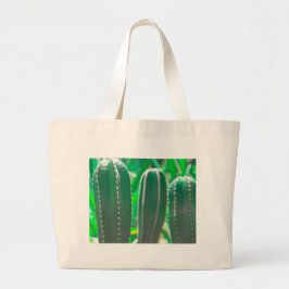 Pastel Groene cactus plant bladeren Grote Tote Bag