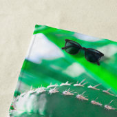 Pastel Groene cactus plant bladeren Strandlaken (In situ)