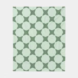 Pastel Groene Cirkel Hexagon Scandinavisch Patroon Fleece Deken