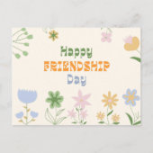 Pastel Groene en Oranje Bloemen Vriendschap Dag Briefkaart (Voorkant)