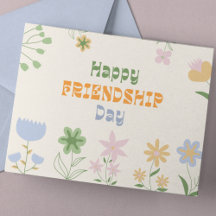 Pastel Groene en Oranje Bloemen Vriendschap Dag