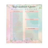 pastel Groene en Perzik Rozen Dagelijks schema Notitieblok (Voorkant)