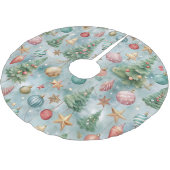 PASTEL GROENE EN RODE KERST ORNAMENTEN & BOMEN KERSTBOOM ROK (Gekanteld)