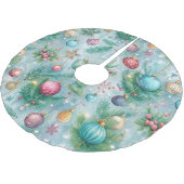 PASTEL GROENE EN RODE KERST ORNAMENTEN & BOMEN KERSTBOOM ROK (Gekanteld)