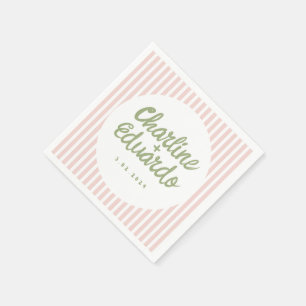 Pastel Groene Hand Getrokken Retro Bruiloft Servet