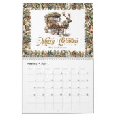 Pastel groene krans en goud Rendier en slee Kalender (Feb 2026)