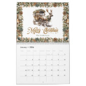 Pastel groene krans en goud Rendier en slee Kalender (Jan 2026)