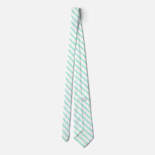Pastel Groene Mint Stripes Solid Color Stropdas (Achterkant)