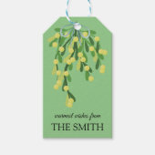Pastel-groene mistletoe cadeaulabel (Voorkant)