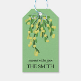 Pastel-groene mistletoe cadeaulabel