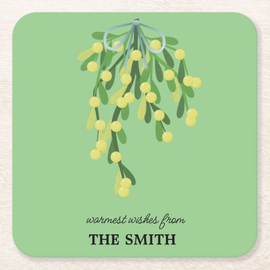 Pastel-groene mistletoe kartonnen onderzetters (Voorkant)