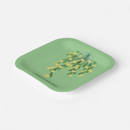 Pastel-groene mistletoe papieren bordje (Gebogen)