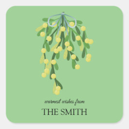 Pastel-groene mistletoe vierkante sticker