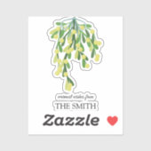 Pastel-groene mistletoe-vierkante sticker (Vel)