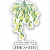 Pastel-groene mistletoe-vierkante sticker (Voorkant)