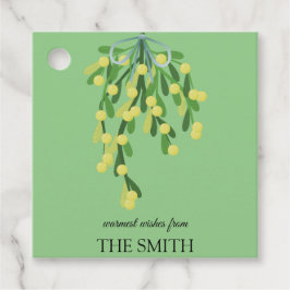 Pastel-groene mistletoe-vierkante sticker bedankjes labels